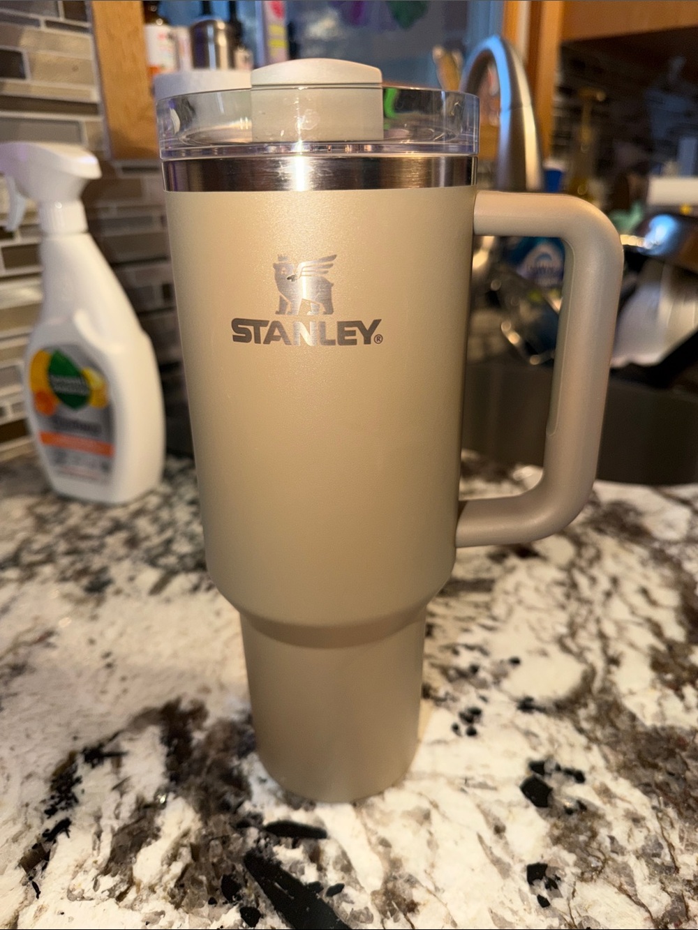 Stanley Travel Tumbler - Tan with Clear Lid